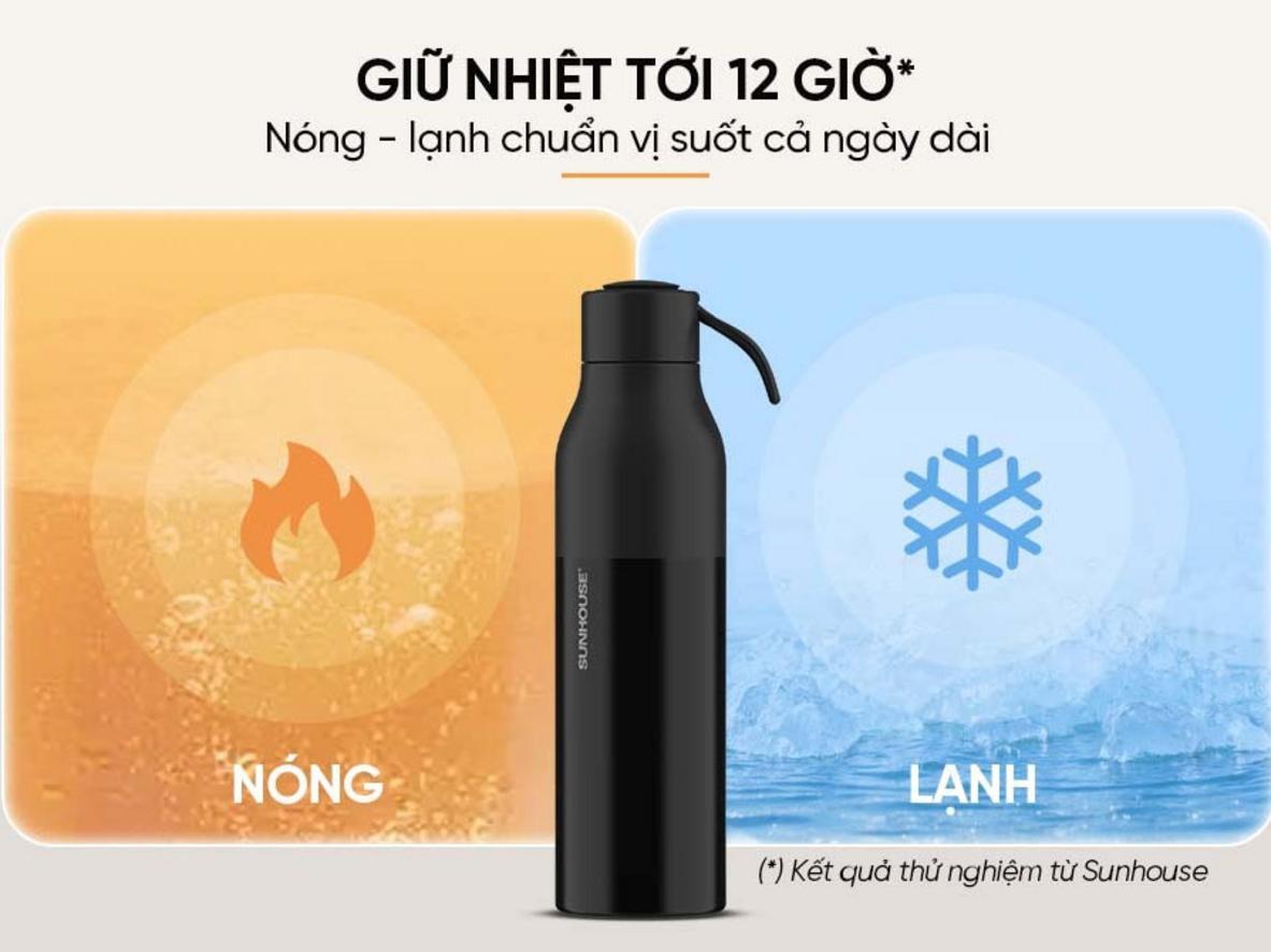 Cấu tạo 2 lớp cách nhiệt chân không hỗ trợ giữ nhiệt hiệu quả.