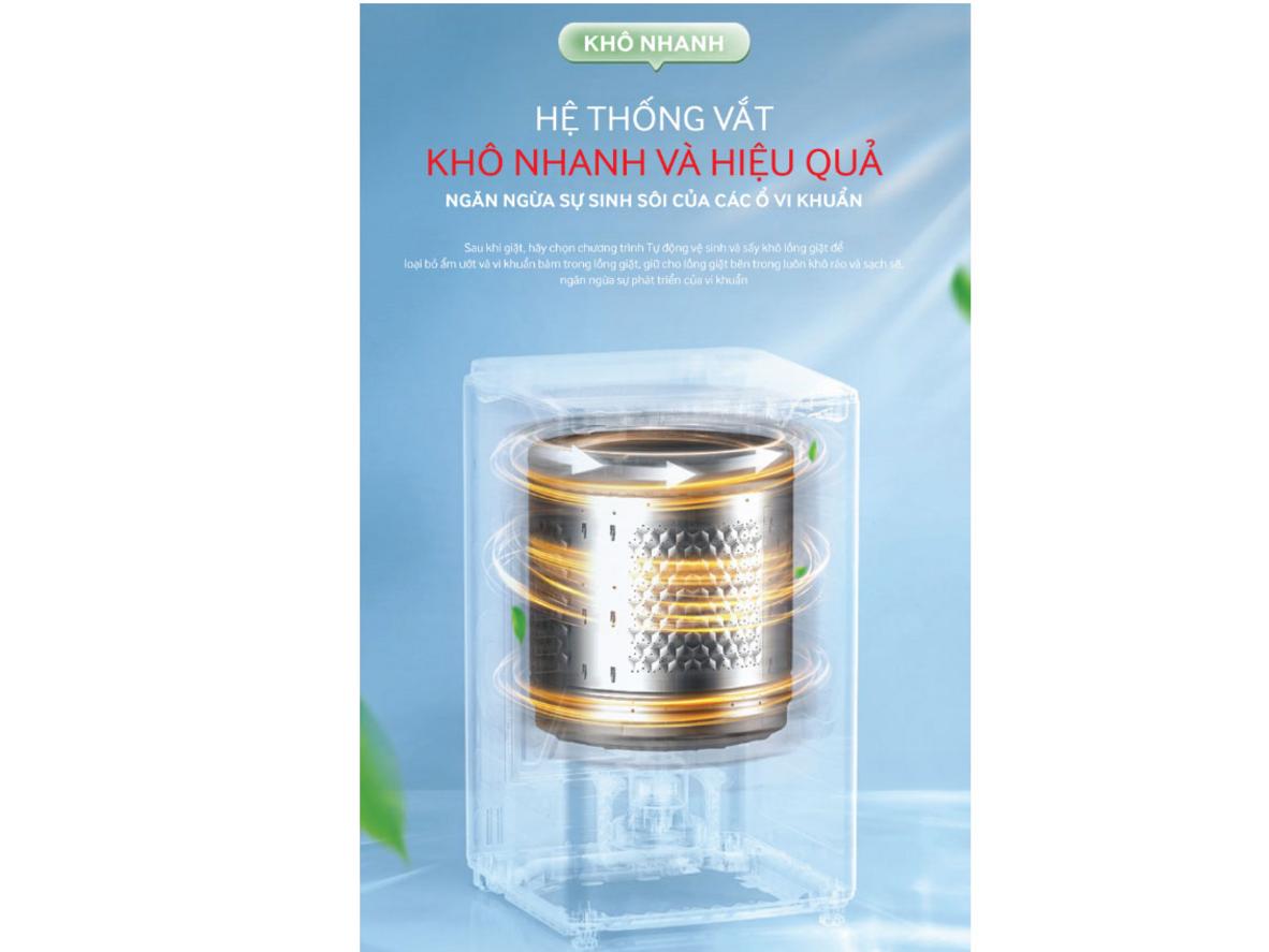 Water Cube và Fuzzy Logic hỗ trợ giặt sạch và tiết kiệm nước theo tải giặt.