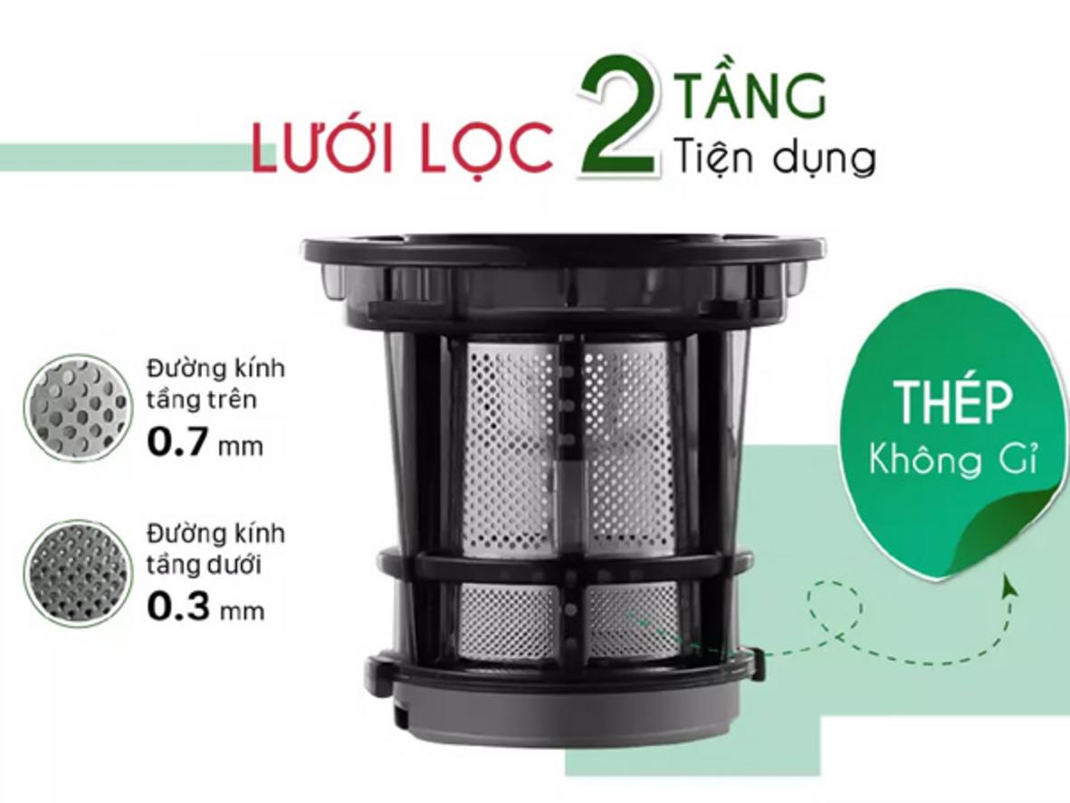 Công nghệ ép lạnh của Magic Eco AC-132 giúp ép chậm, giữ chất lượng nước ép tốt hơn.