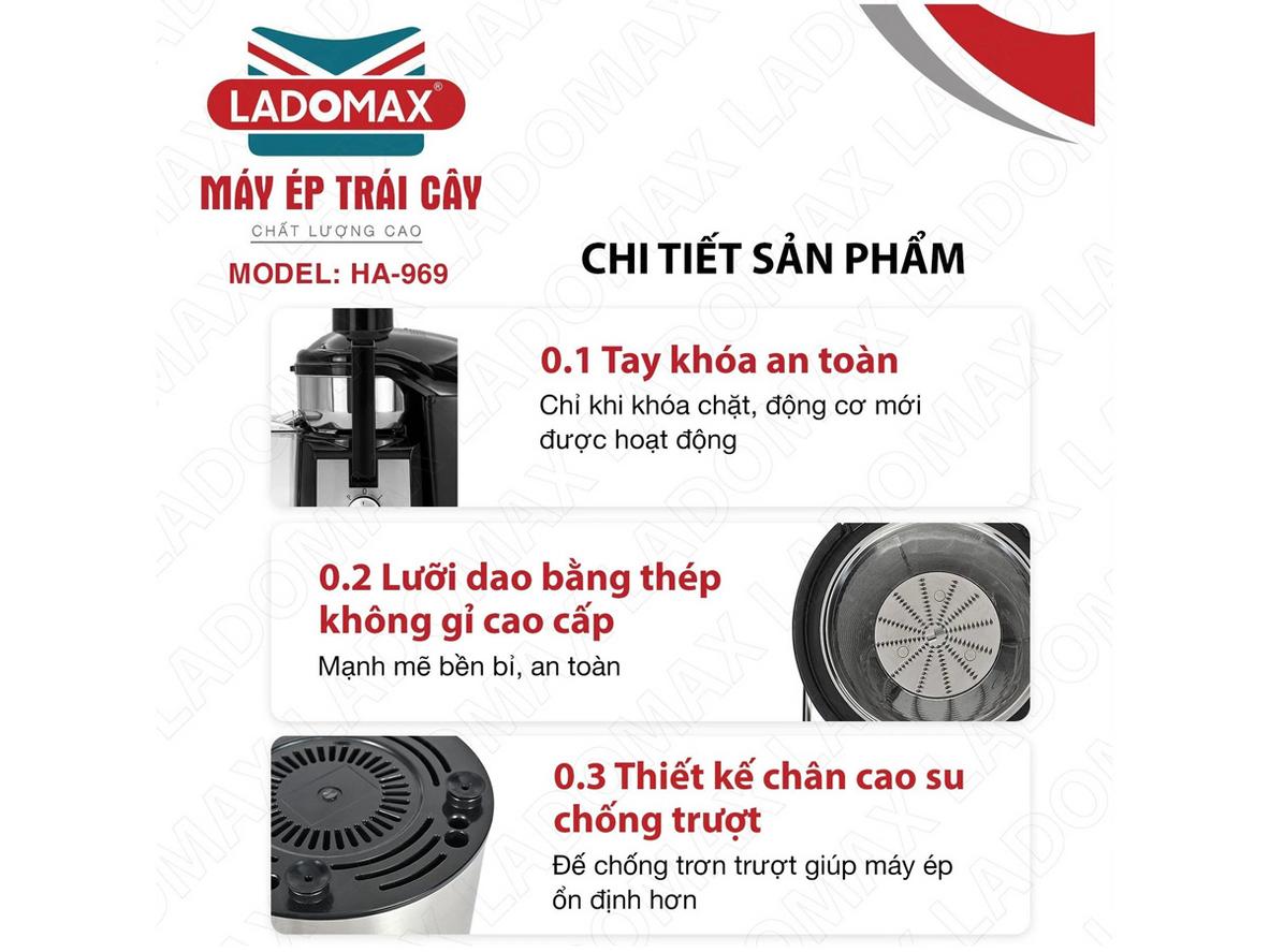 Công suất 1860W giúp ép nhanh, phục vụ liên tục.