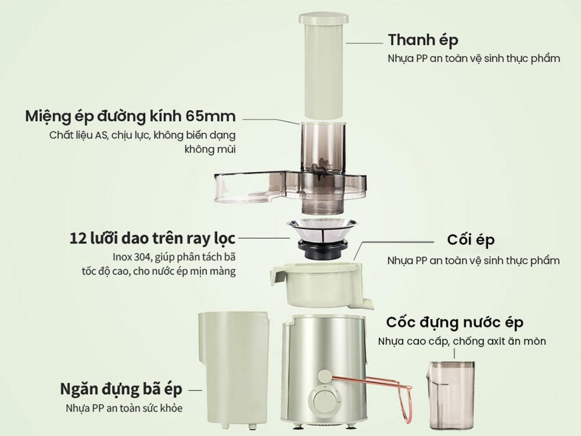 Ép nhanh hơn mỗi ngày với công suất 280W và công nghệ ép siêu tốc