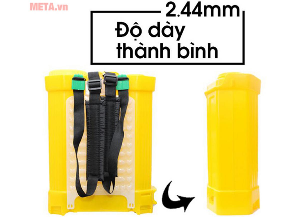 COV18 có bơm màng, ắc quy 12V/8Ah và dung tích 18 lít cho hiệu suất phun ổn định.