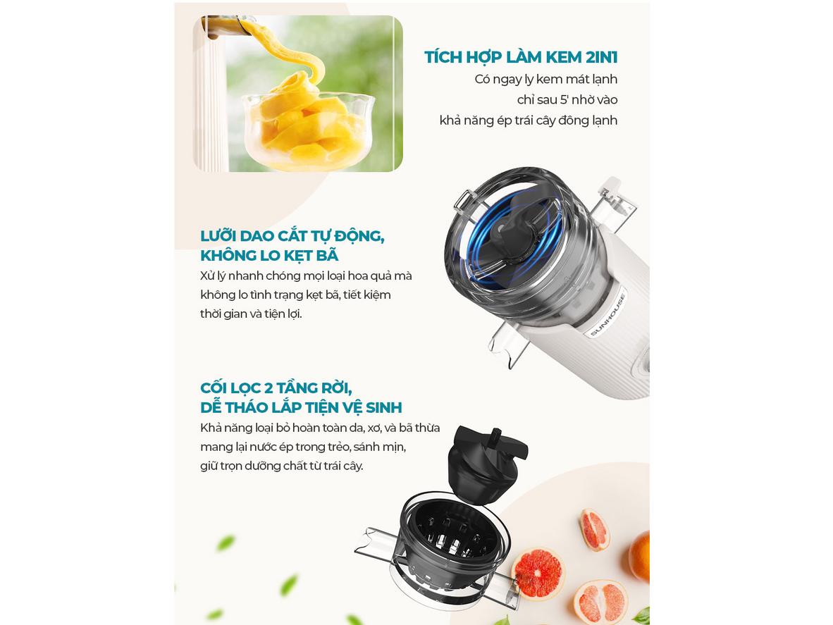 Chế độ đảo chiều chống kẹt hỗ trợ ép mượt mà hơn.