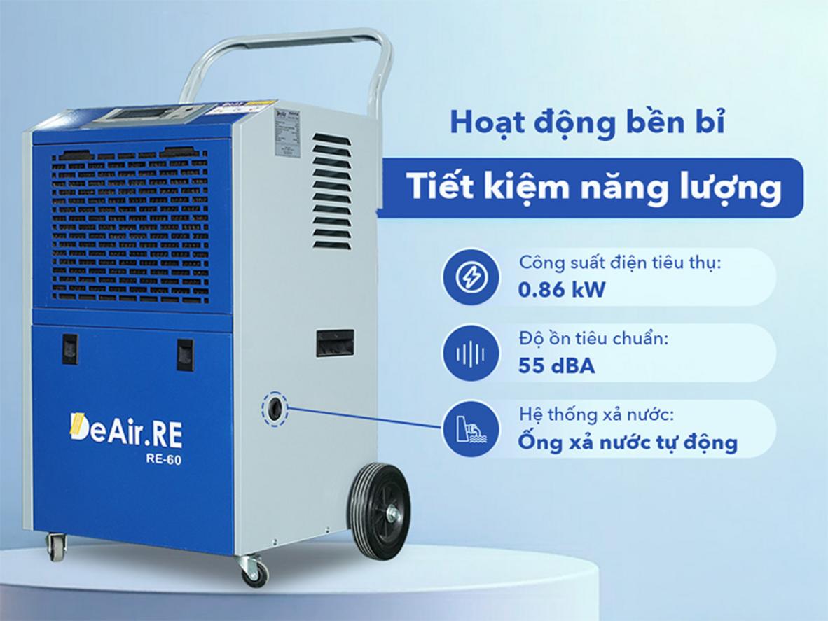 4 bánh xe giúp DeAir.RE-60 di chuyển linh hoạt giữa các khu vực.