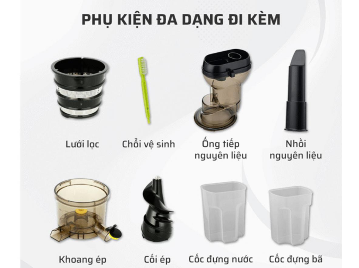 Động cơ DC 46 vòng/phút giúp ép chậm và ép kiệt hơn