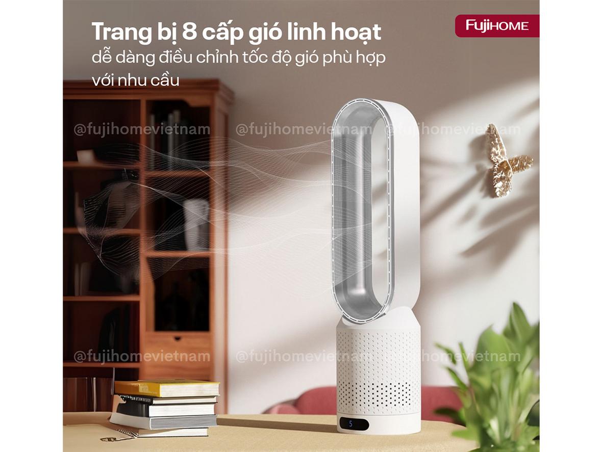 Động cơ DC không chổi than và 8 tốc độ gió cho cảm giác mát êm, dễ điều chỉnh.