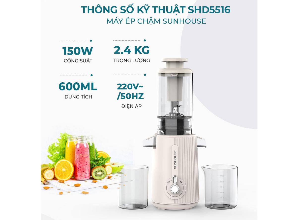 Công nghệ ép chậm 55 vòng/phút giúp giữ hương vị tự nhiên