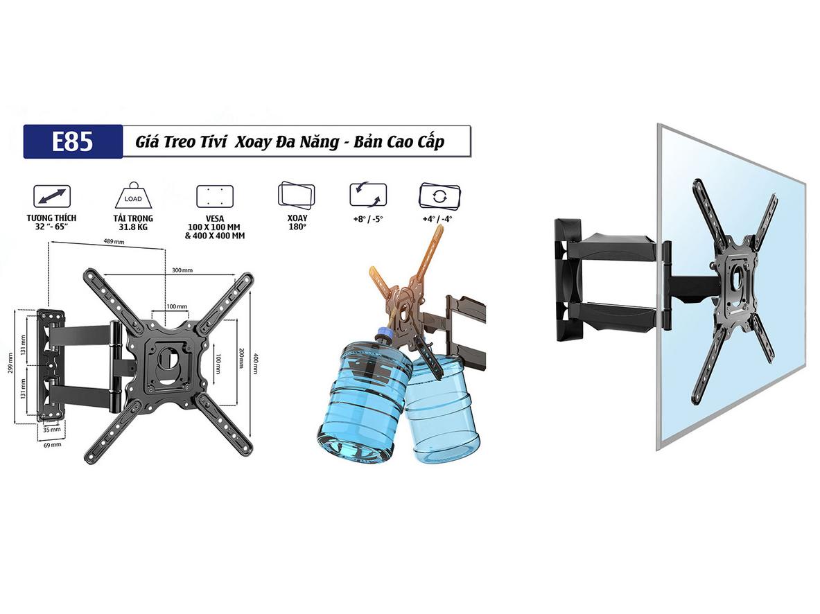 Góc xoay 180 độ giúp Ergotek E85 phục vụ nhiều vị trí xem trong cùng không gian.