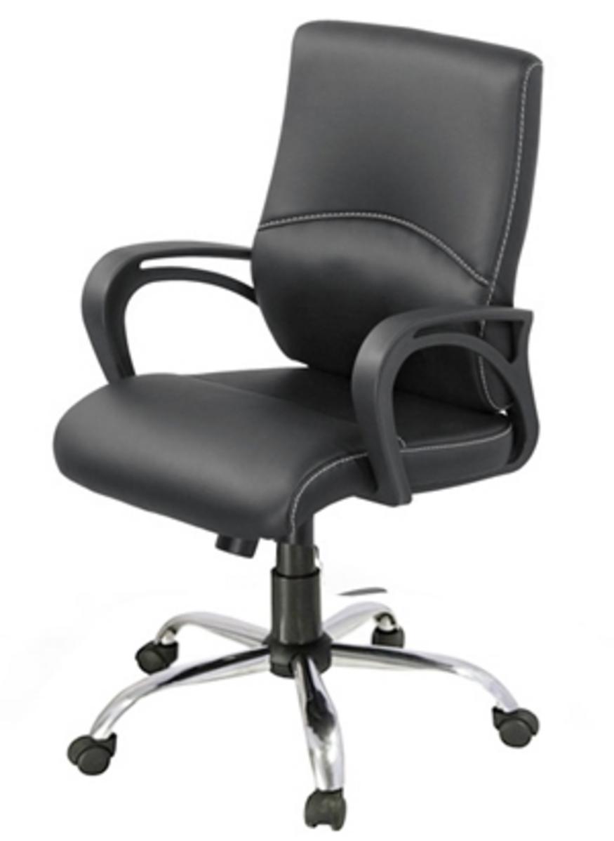 Ghế xoay GX18-M bọc da PU, lưng trung, chân sao mạ Ni-Cr.