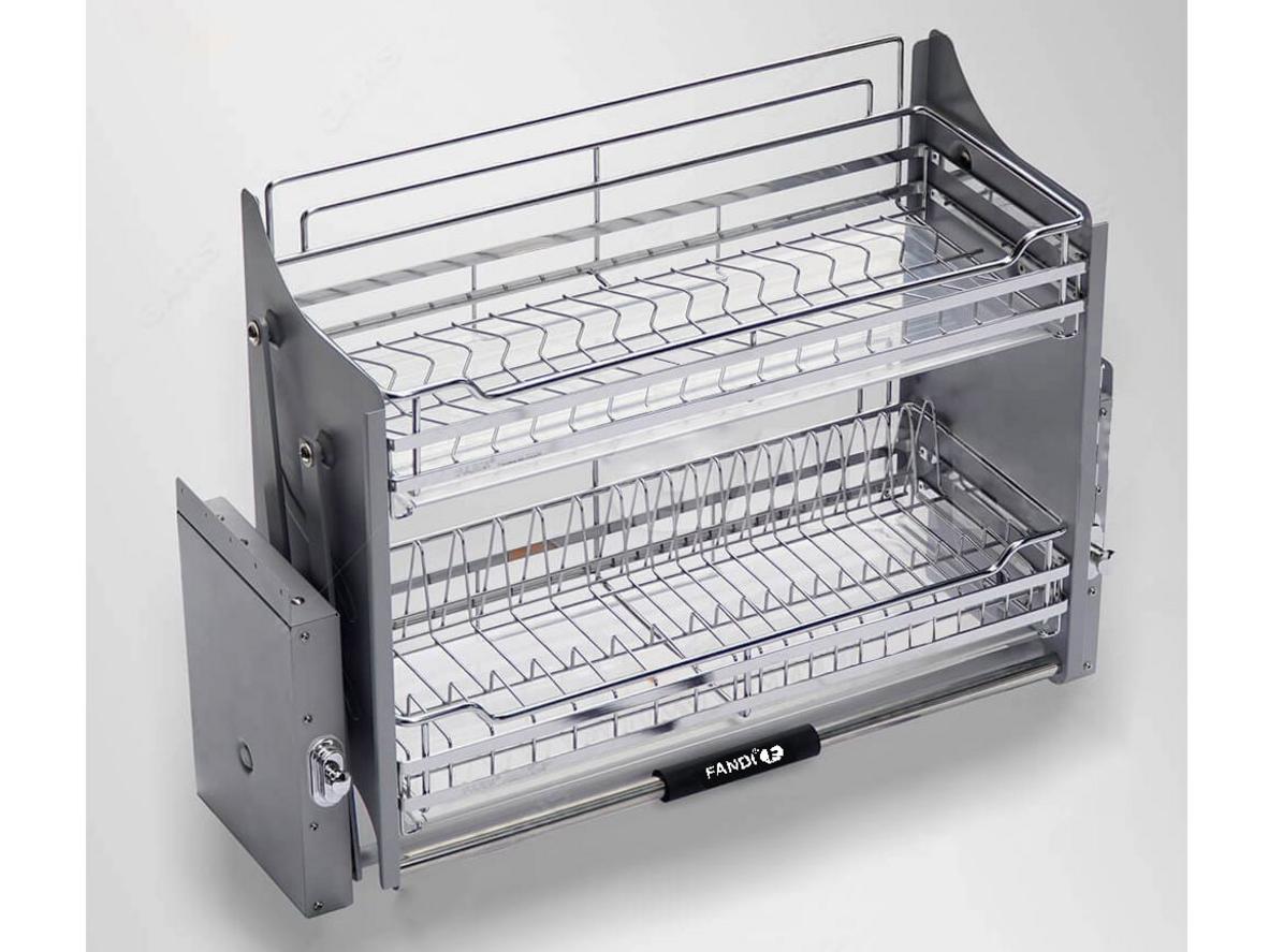 Giá bát đĩa nâng hạ FA390 lắp cho tủ bếp trên 900mm, thao tác nhẹ và gọn.