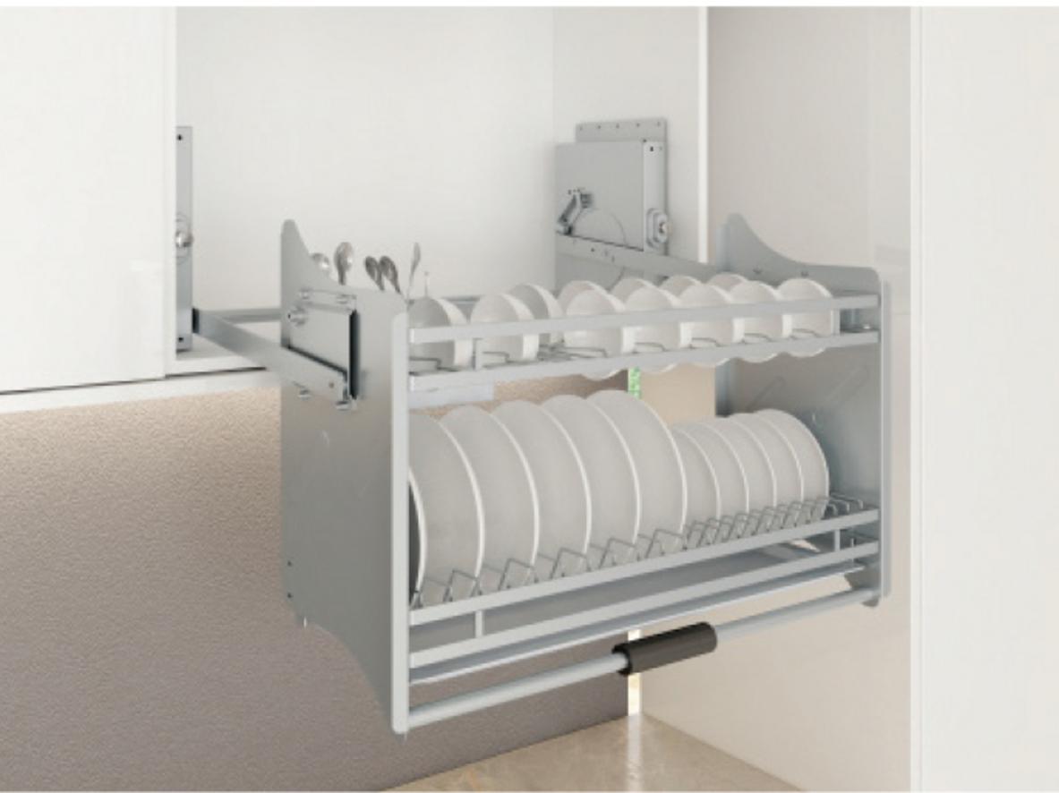 Giá bát đĩa nâng hạ Faster FS EB900SDS cho tủ bếp trên hiện đại.