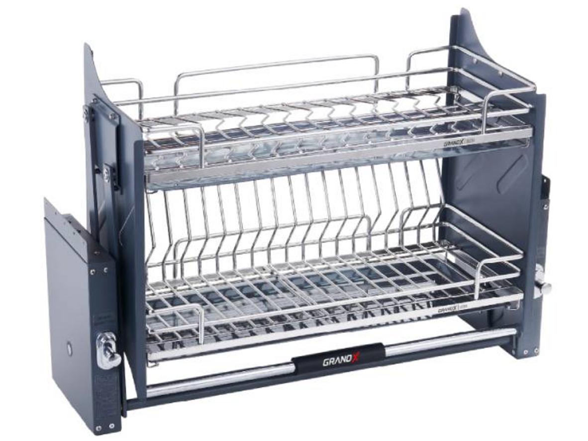 Giá bát đĩa nâng hạ GrandX XL.80M2 cho tủ bếp trên rộng 800 mm.