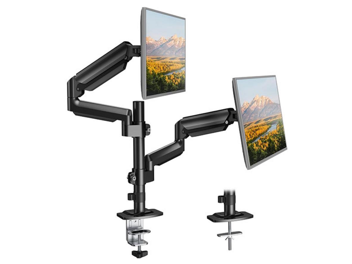 Giá đỡ màn hình E-DRA EMA7306PD giúp setup 2 màn hình gọn bàn và linh hoạt.