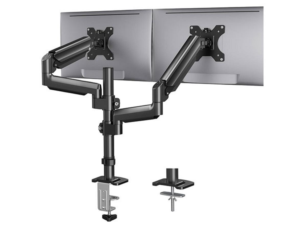 Cơ chế piston khí nén và tay đỡ đôi giúp tinh chỉnh màn hình mượt hơn.