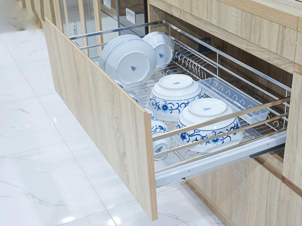 Giá đựng bát đĩa dưới nan vuông FD3904 gọn gàng, bền đẹp cho tủ bếp dưới 900mm.