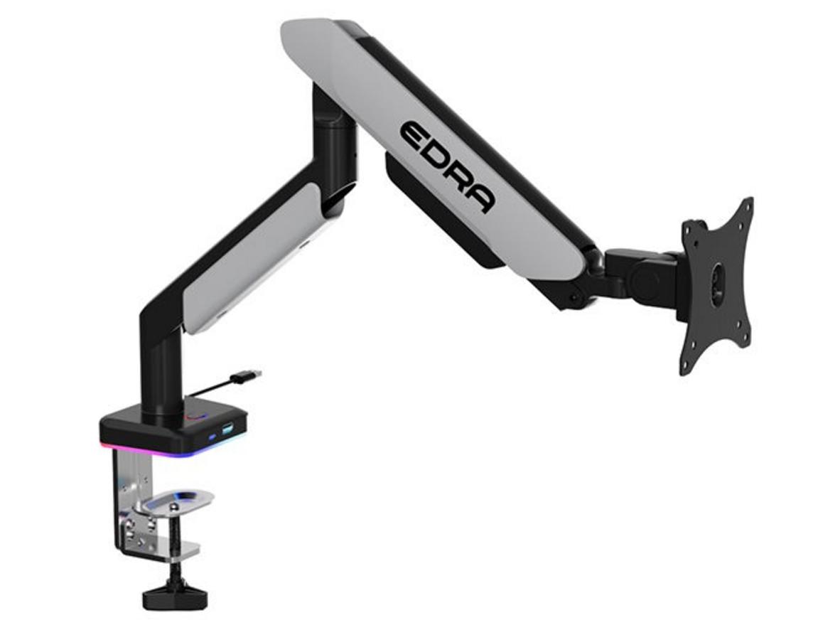 Giá treo màn hình E-DRA EMA7307PRO RGB giúp góc máy gọn đẹp và nổi bật hơn với LED RGB.