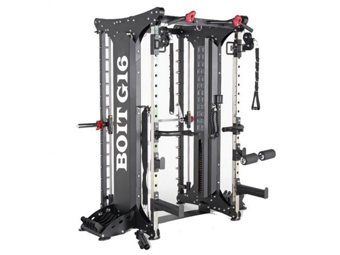 Giàn tạ đa năng BoFit G16 tích hợp nhiều cấu phần tập luyện trong một thiết bị.
