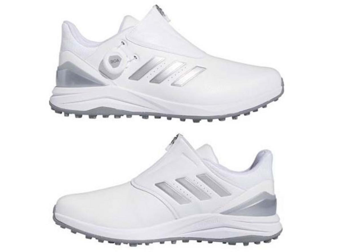 Giày golf Adidas Solarmotion BOA IF0284 White/Silver với thiết kế spikeless và BOA Fit System.