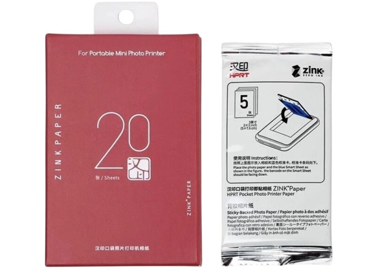 Giấy in ảnh ZINK 2x3 cho HPRT Z1 P208, bề mặt glossy và dán sticker tiện lợi.