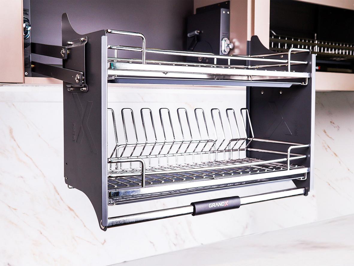 Rổ SUS304 và khung Carbon sơn nhiệt tăng độ bền trong bếp ẩm.
