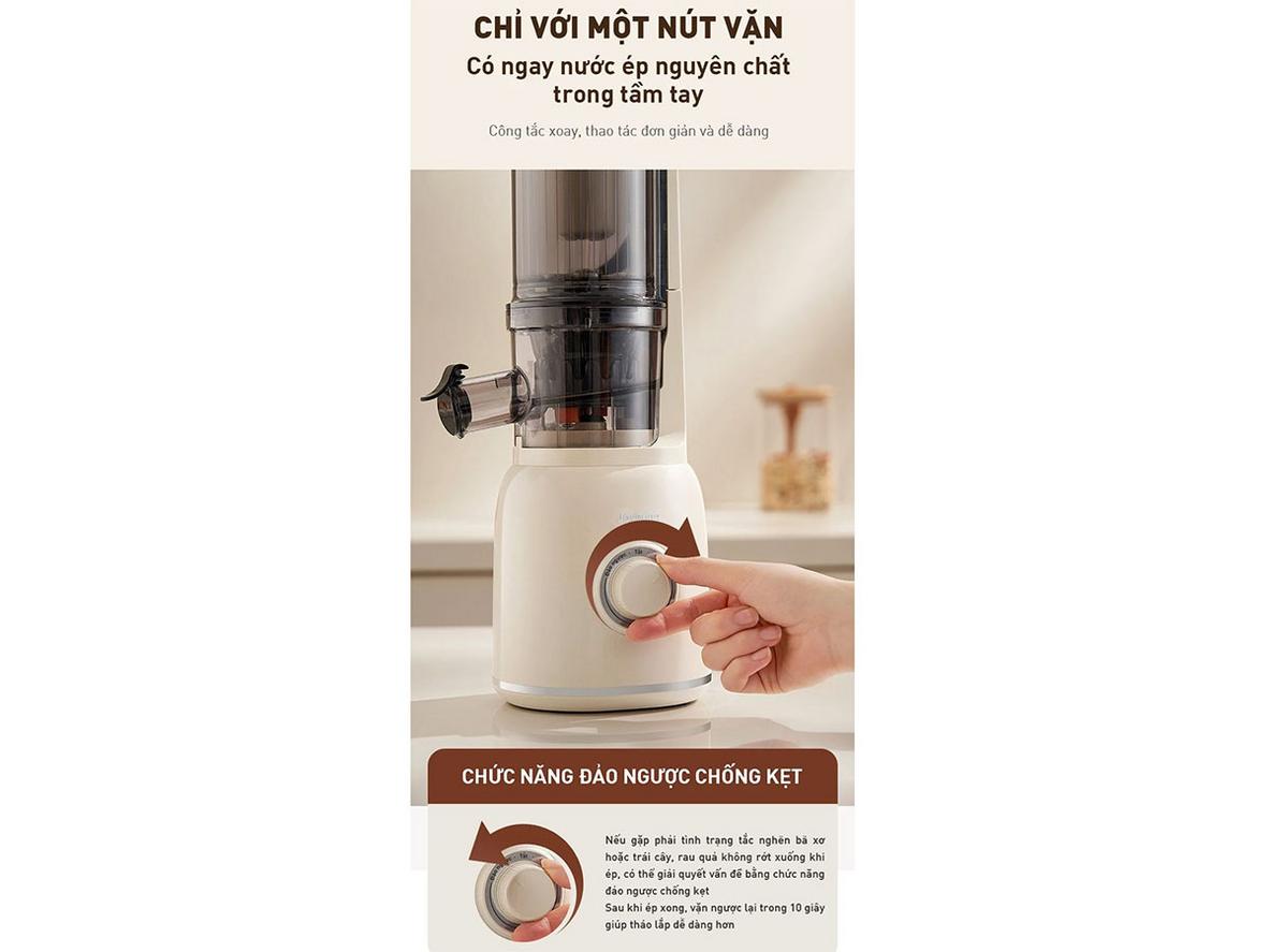 Thiết kế dễ vệ sinh và chế độ đảo ngược chống kẹt.