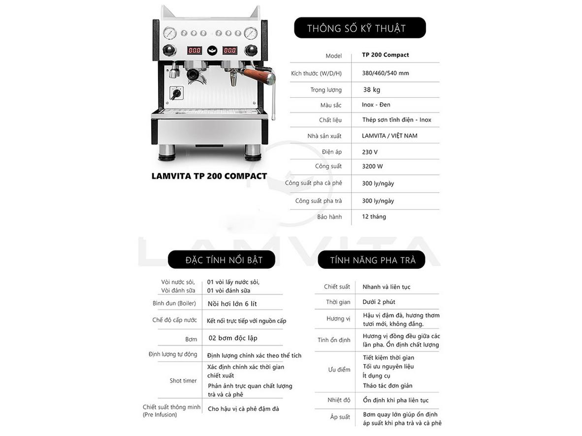 2 tay pha giúp Lamvita TP 200 Compact ra đồ uống nhanh hơn trong giờ cao điểm.