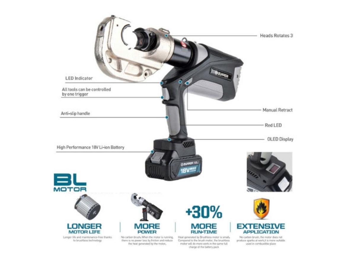 Lực ép 120kN và dải ép 16-400mm²