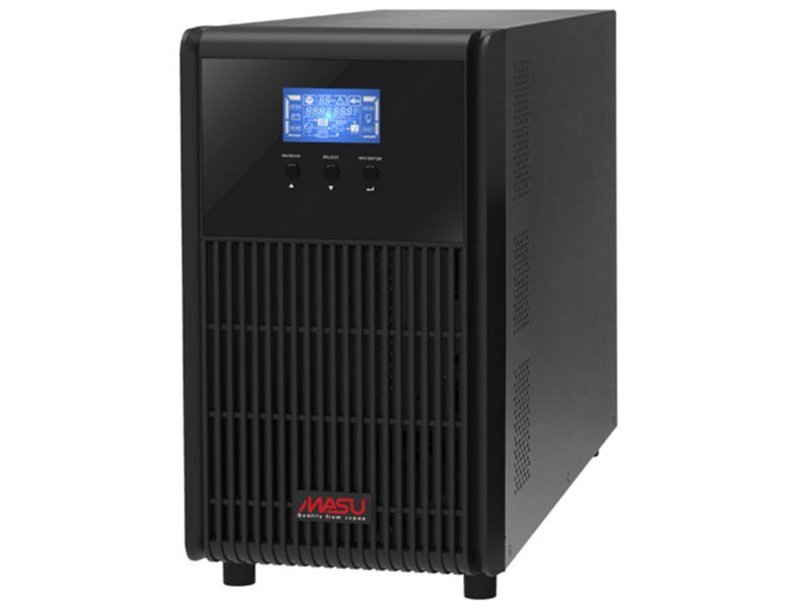 Masu MS 3K LCD là UPS online 3kVA/2.700W, phù hợp cho máy tính, camera và thiết bị mạng cần nguồn sạch liên tục.