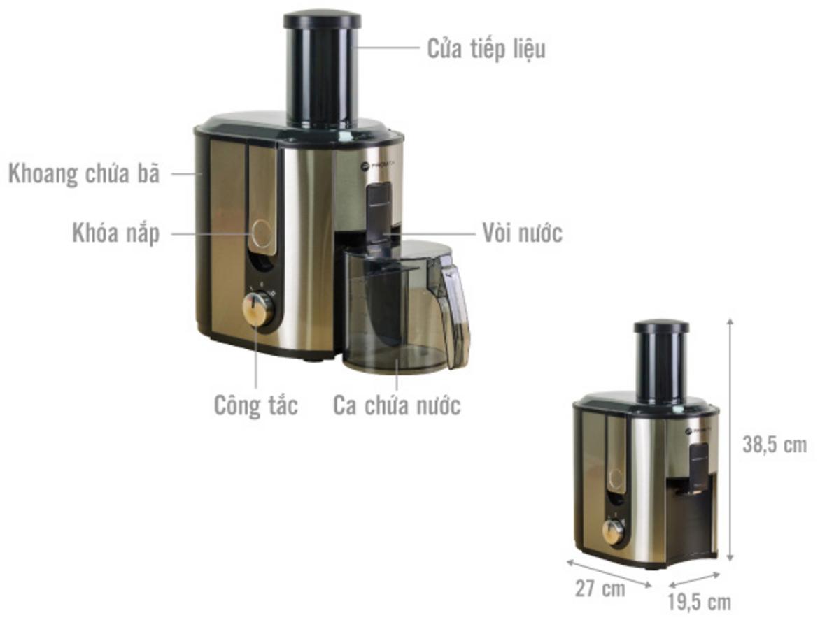 Công suất 800W giúp ép nhanh và ổn định hơn.