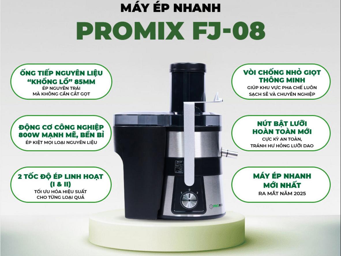 Công suất 800W giúp ép nhanh, phục vụ gọn hơn.