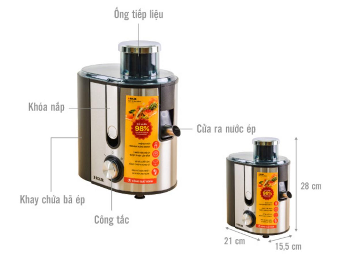 Công suất 600W giúp ép nhanh và đa dạng nguyên liệu