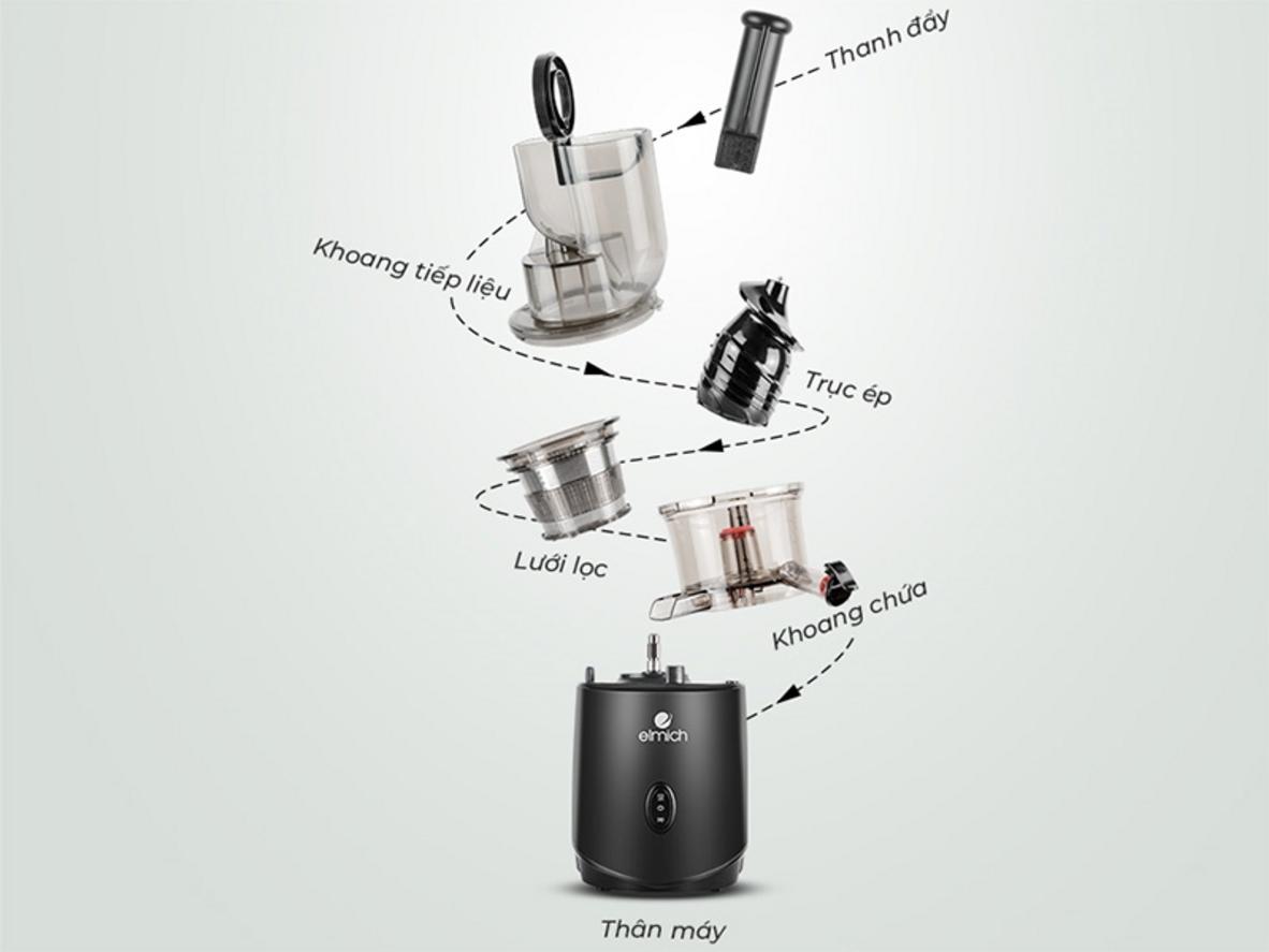 Inox 304 và động cơ DC 240W giúp ép kiệt, bền bỉ hơn.