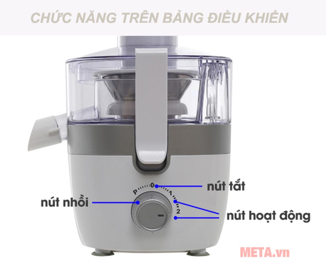 Công suất 350W và ống tiếp liệu 65 mm giúp ép nhanh, tiện hơn.