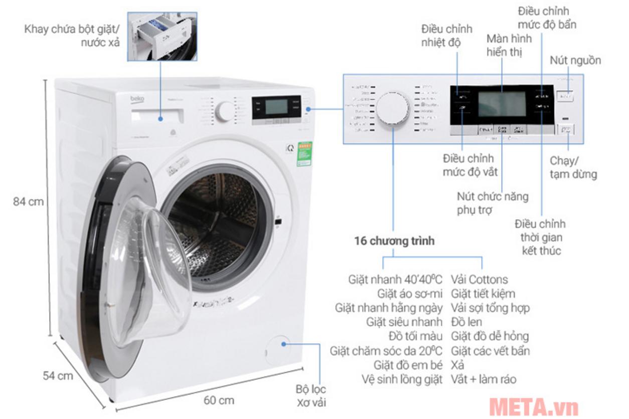 Beko 8kg đáp ứng tốt nhu cầu giặt hằng ngày cho gia đình 3–5 người.
