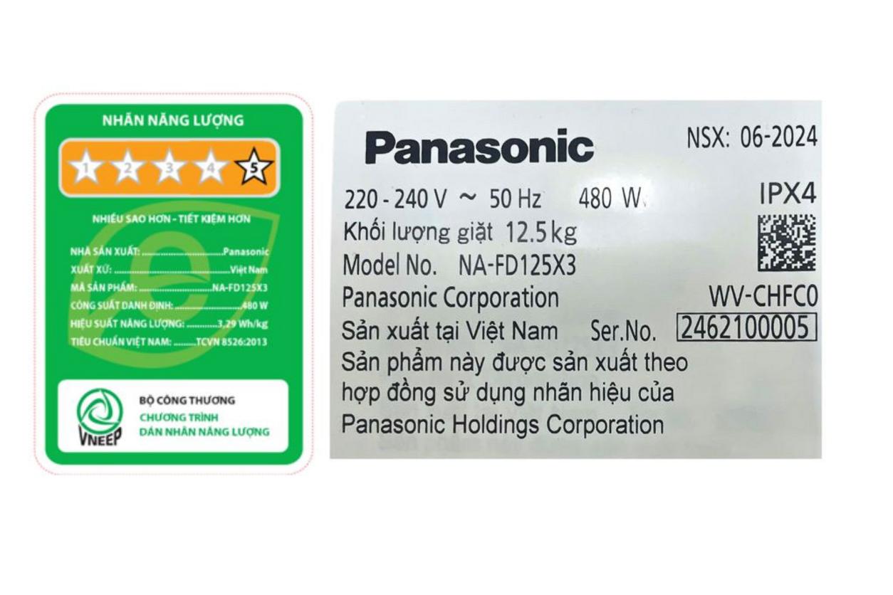 Cụm công nghệ giặt sạch mạnh và tiết kiệm của Panasonic NA-FD125X3BV.