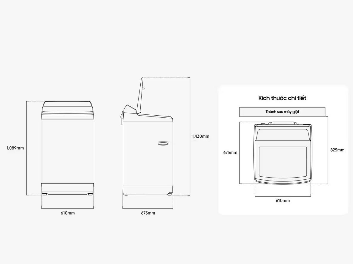 Bộ công nghệ giặt sạch và chăm vải nổi bật trên Samsung WA80F15B6BSV.