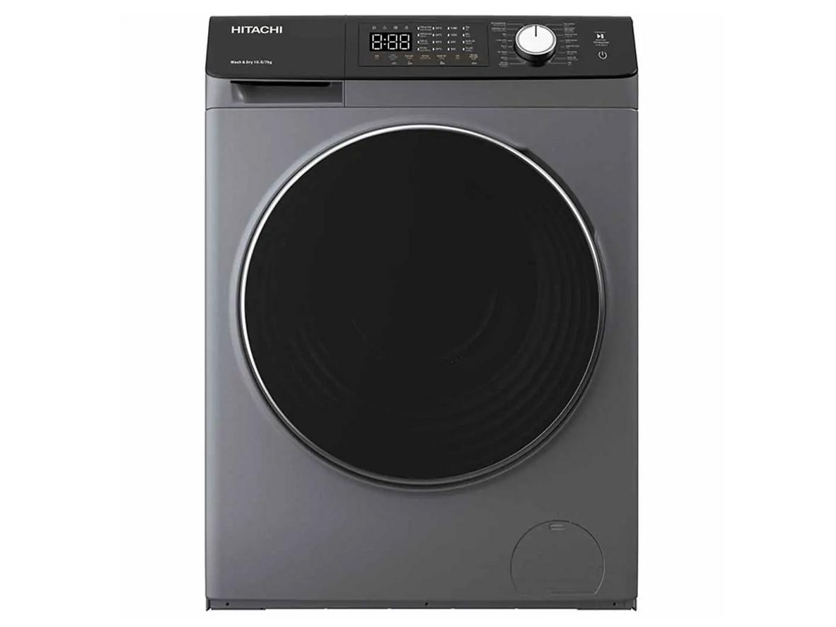 Máy giặt sấy Hitachi Inverter BD-D1054HVOS nổi bật với thiết kế cửa ngang hiện đại và dung tích giặt sấy lớn.