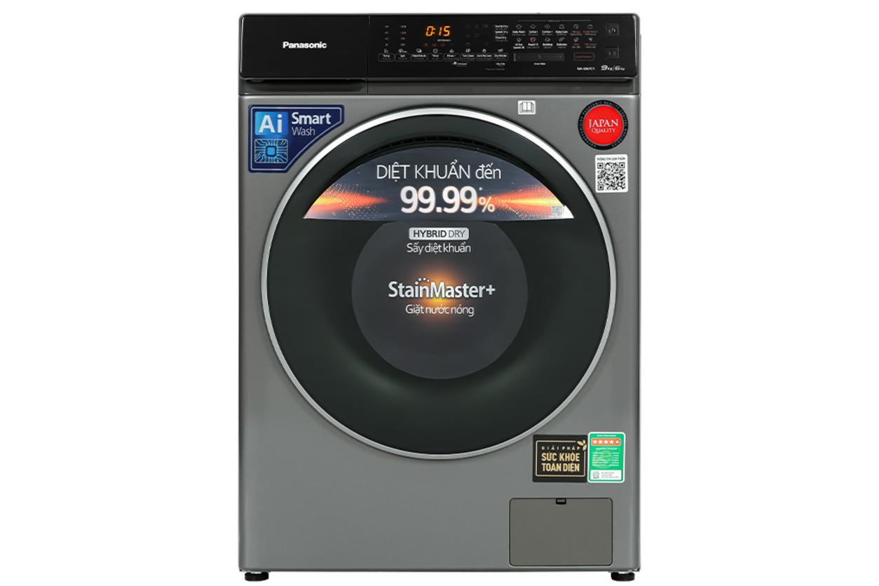 Máy giặt sấy Panasonic NA-S96FC1LVT giặt 9kg, sấy 6kg cho gia đình 3–5 người.