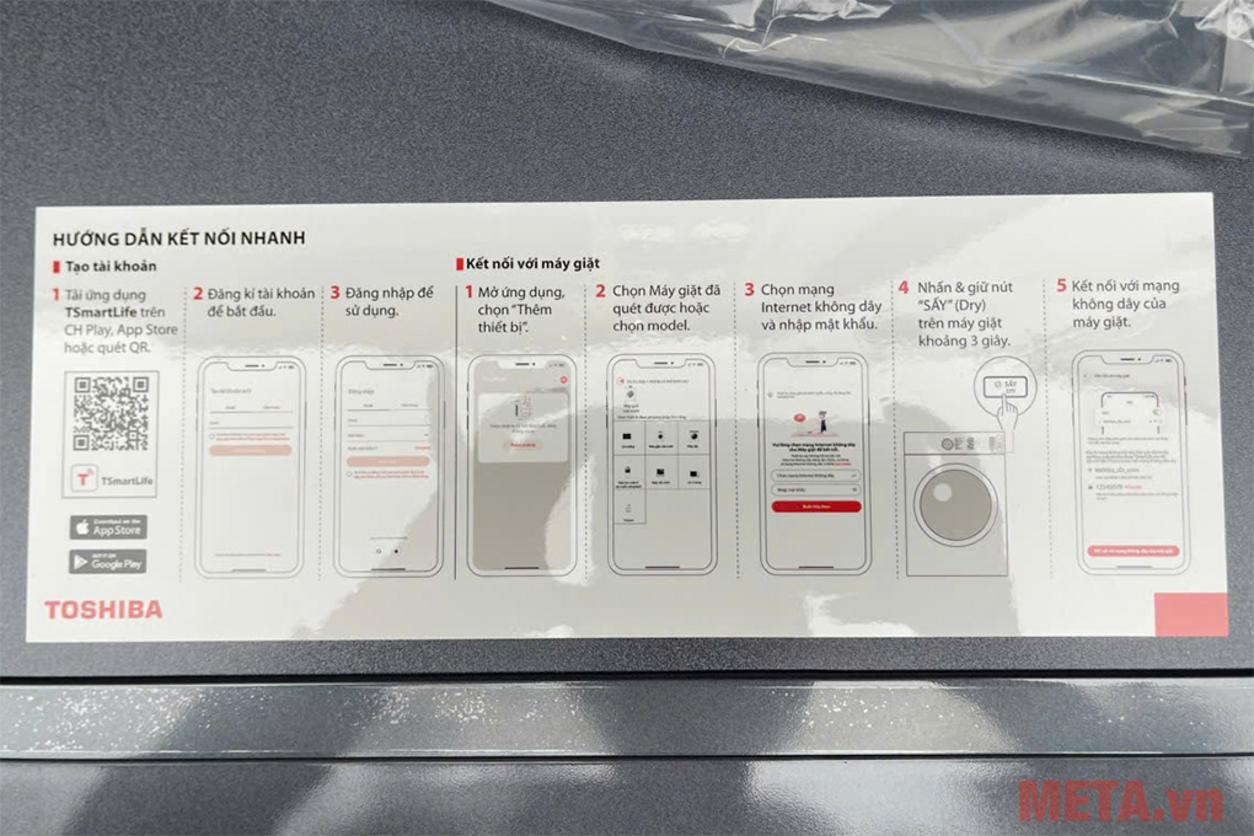 Máy giặt sấy Toshiba 12,5kg / sấy 8kg cho gia đình bận rộn.