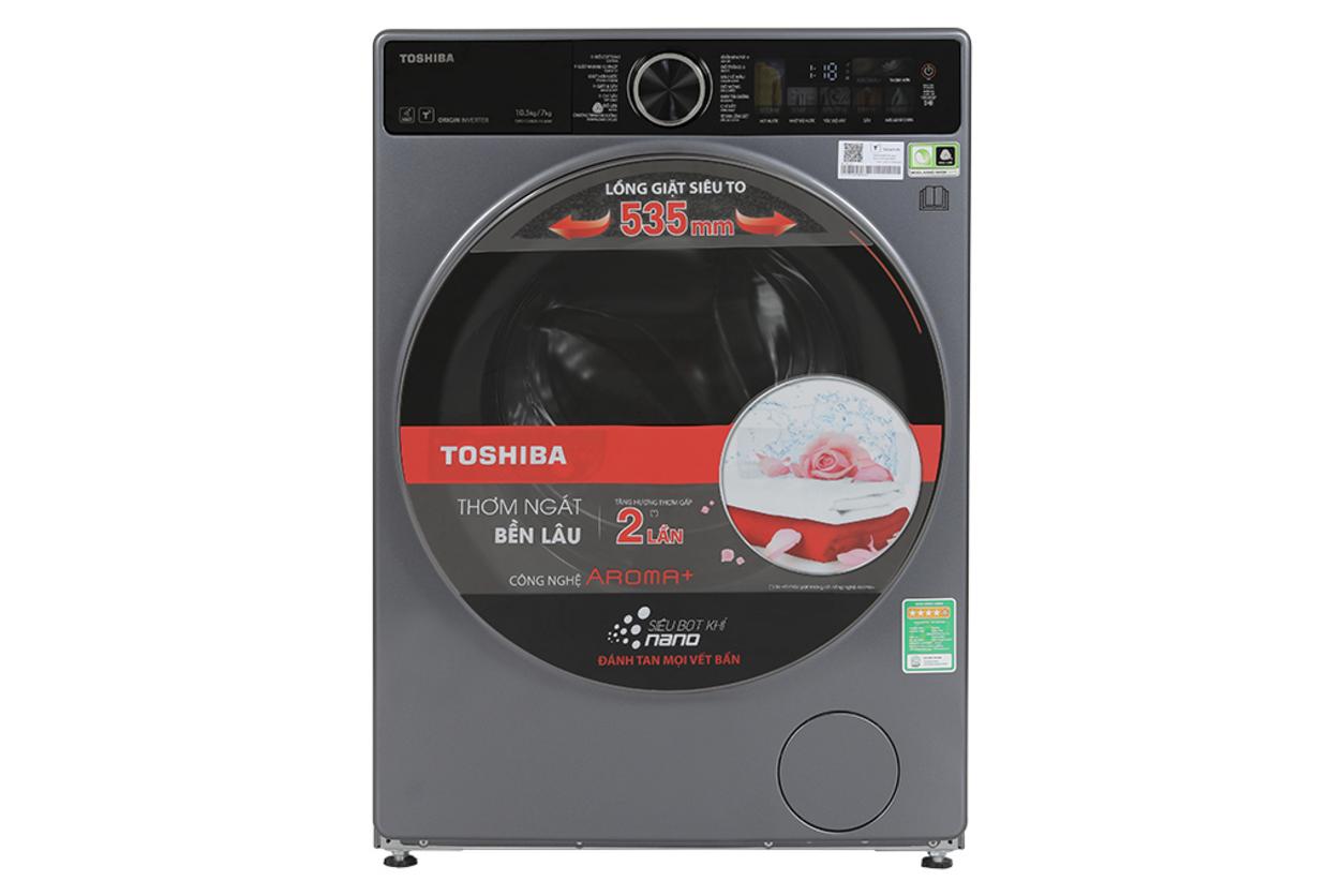 Máy giặt sấy Toshiba Inverter 10.5kg - sấy 7kg thiết kế hiện đại, phù hợp căn hộ và gia đình đông người.