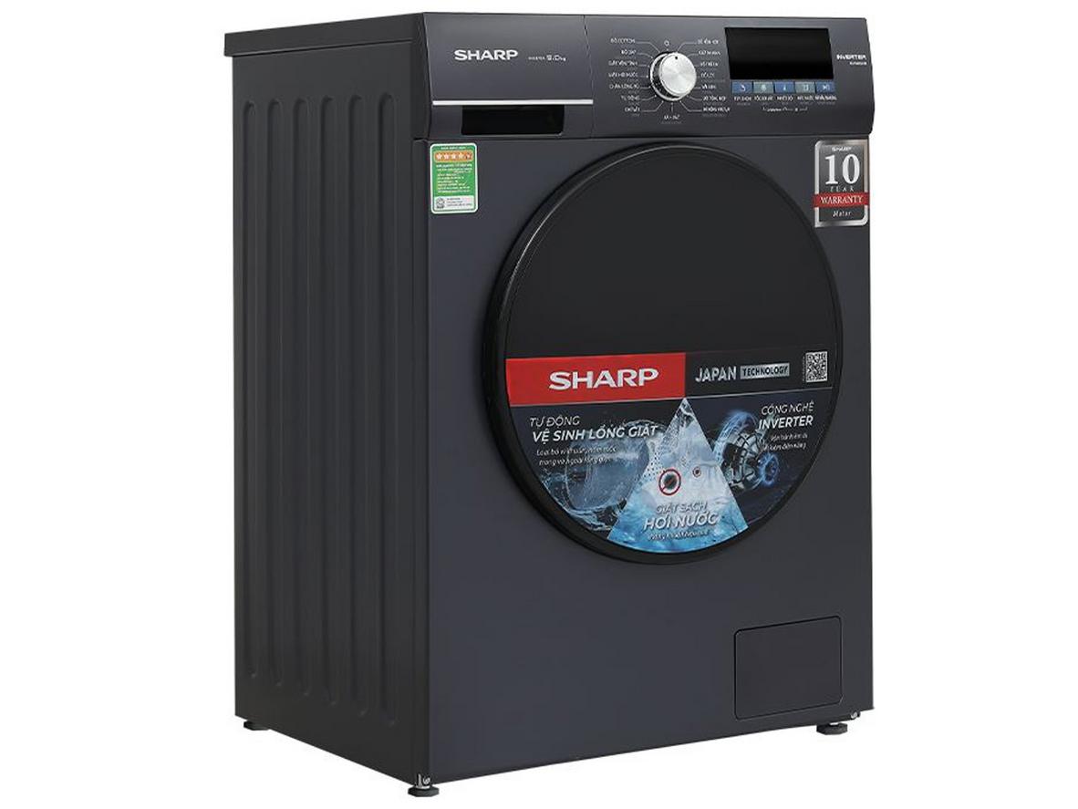 Máy giặt Sharp Inverter 11kg ES-FM110CB-SB phù hợp gia đình đông người, giặt nhiều trong một lần.