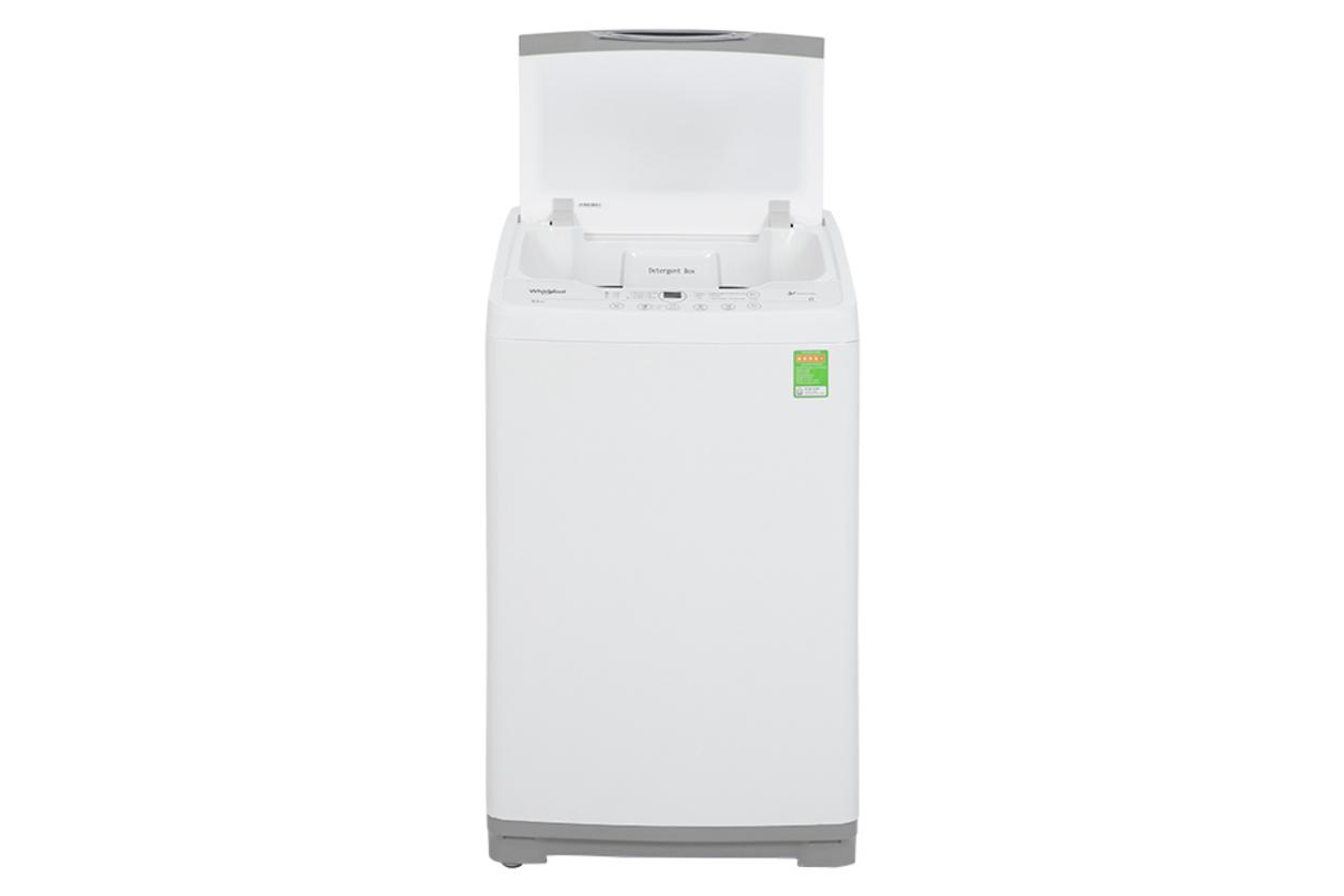 Cận cảnh bảng điều khiển, lồng giặt và nắp kính của máy giặt Whirlpool VWVC9502FW