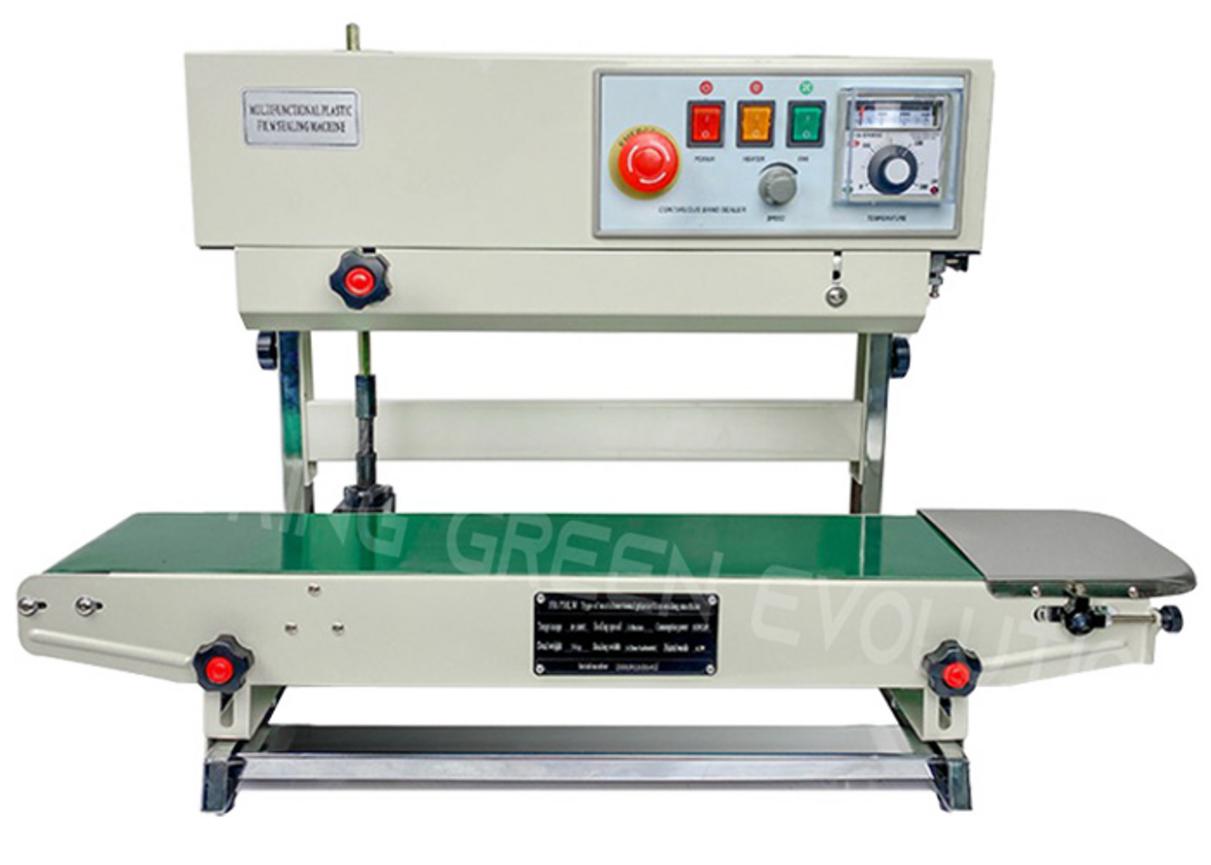 Máy hàn miệng túi băng chuyền tự động AS02 dạng đứng, hỗ trợ hàn liên tục và in date.