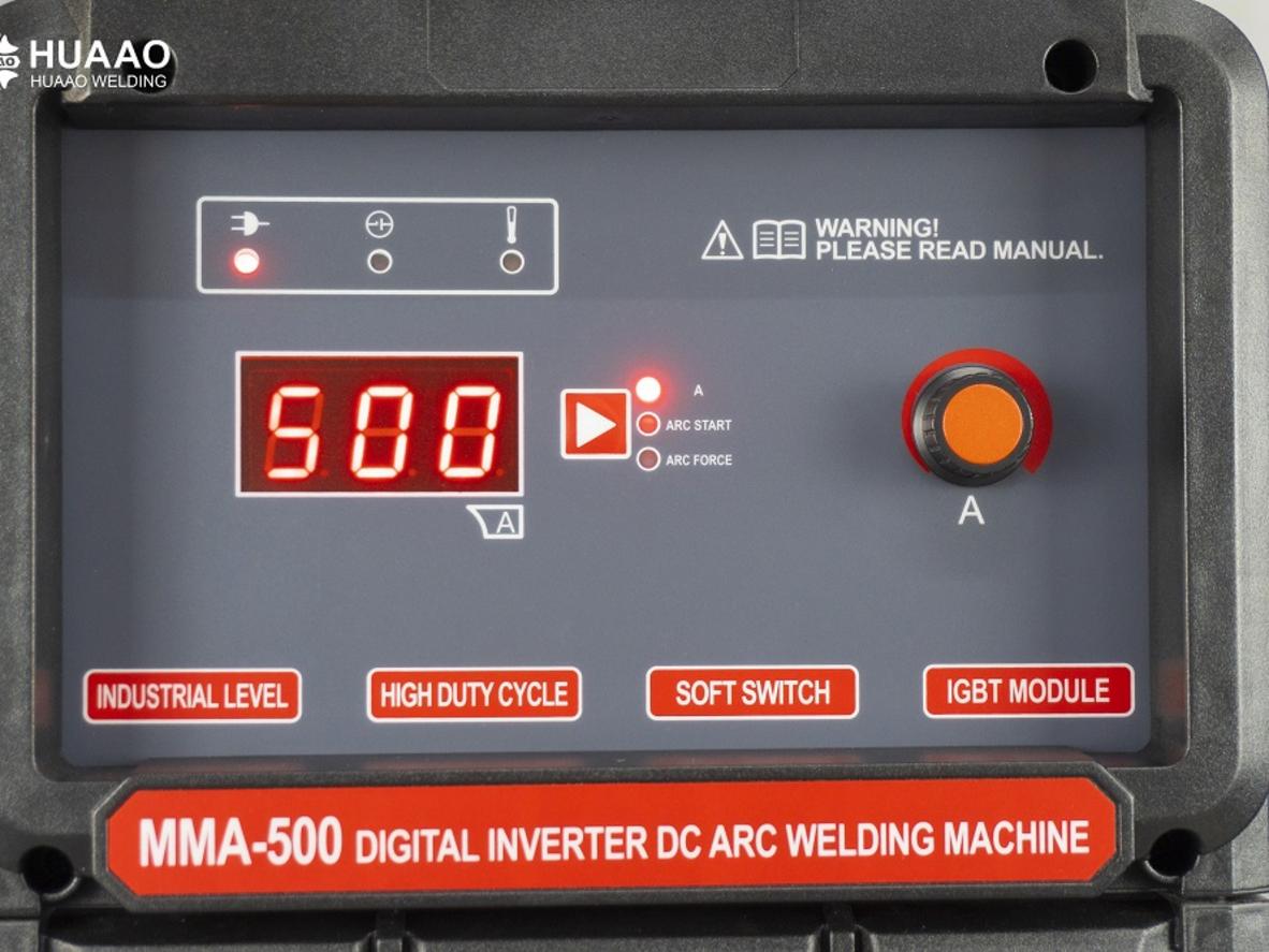 Huaao MMA 500 IGBT cho hồ quang ổn định và mối hàn ngấu trong môi trường công nghiệp.