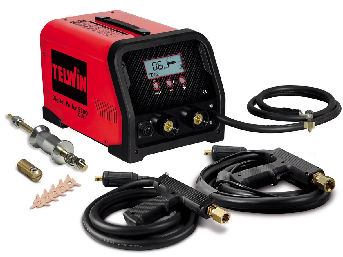 Telwin Digital Puller 5500 DUO với 2 súng và điều khiển vi xử lý cho xưởng đồng sơn chuyên nghiệp.