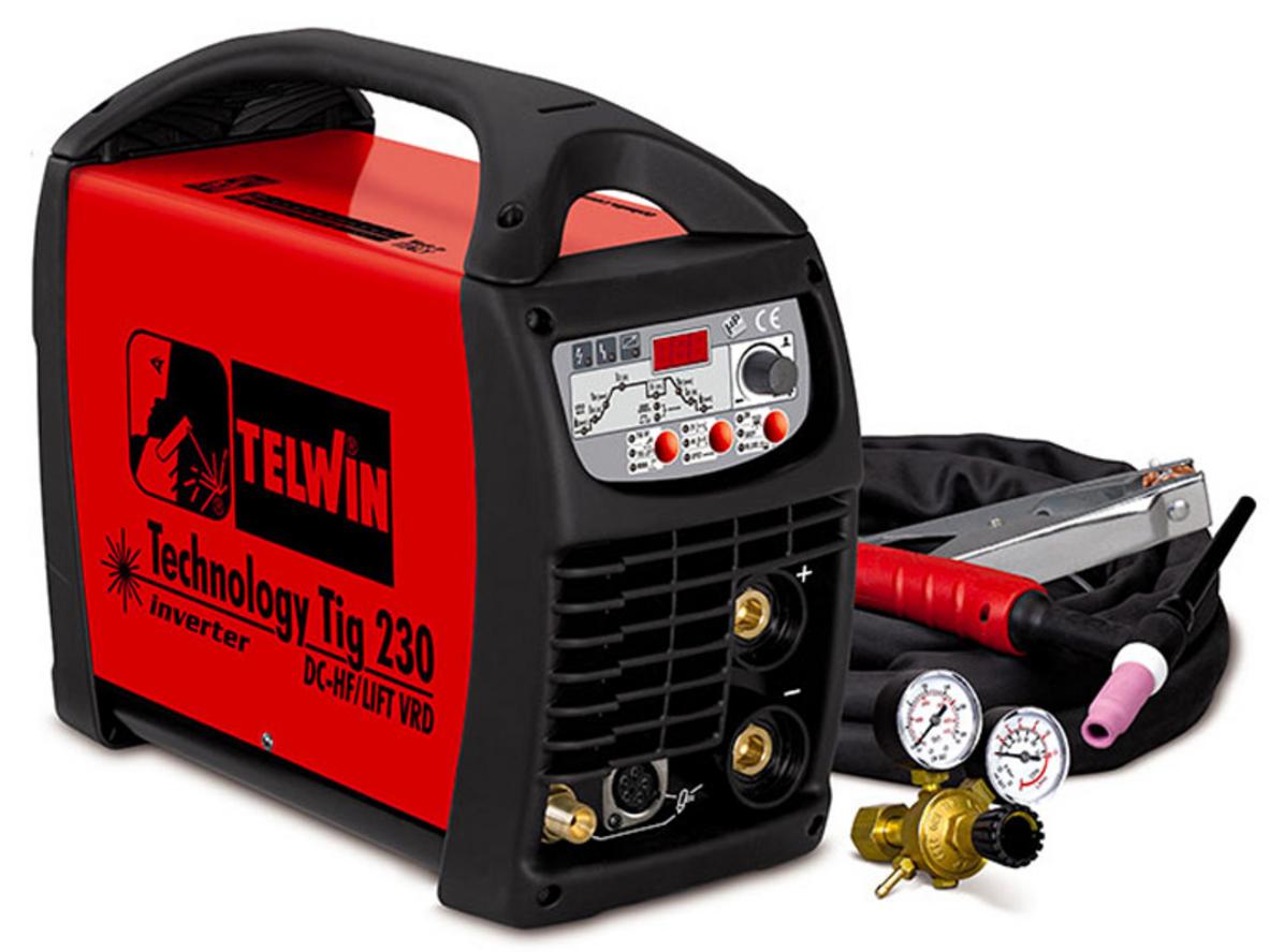 Máy hàn Tig Telwin TECHNOLOGY TIG 230 DC HF/LIFT cho mối hàn TIG DC 220A ổn định trong xưởng cơ khí.