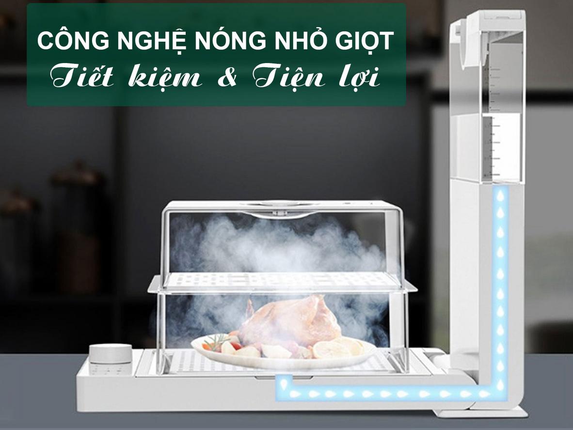 3 tầng hấp 18.8 lít cho phép chuẩn bị nhiều món cùng lúc rất tiện cho gia đình.
