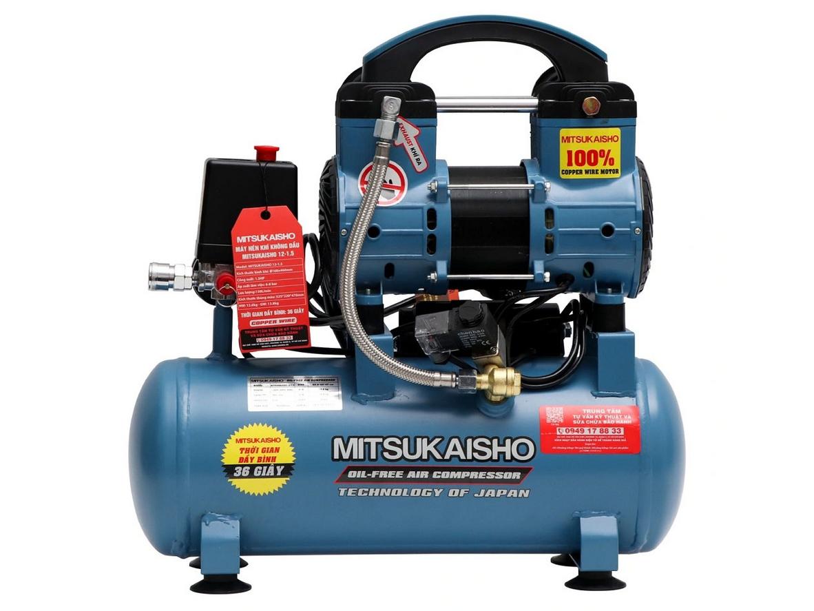 Tổng quan Máy nén khí không dầu Mitsukaisho 12-1.5 (1.5HP, 12 lít)