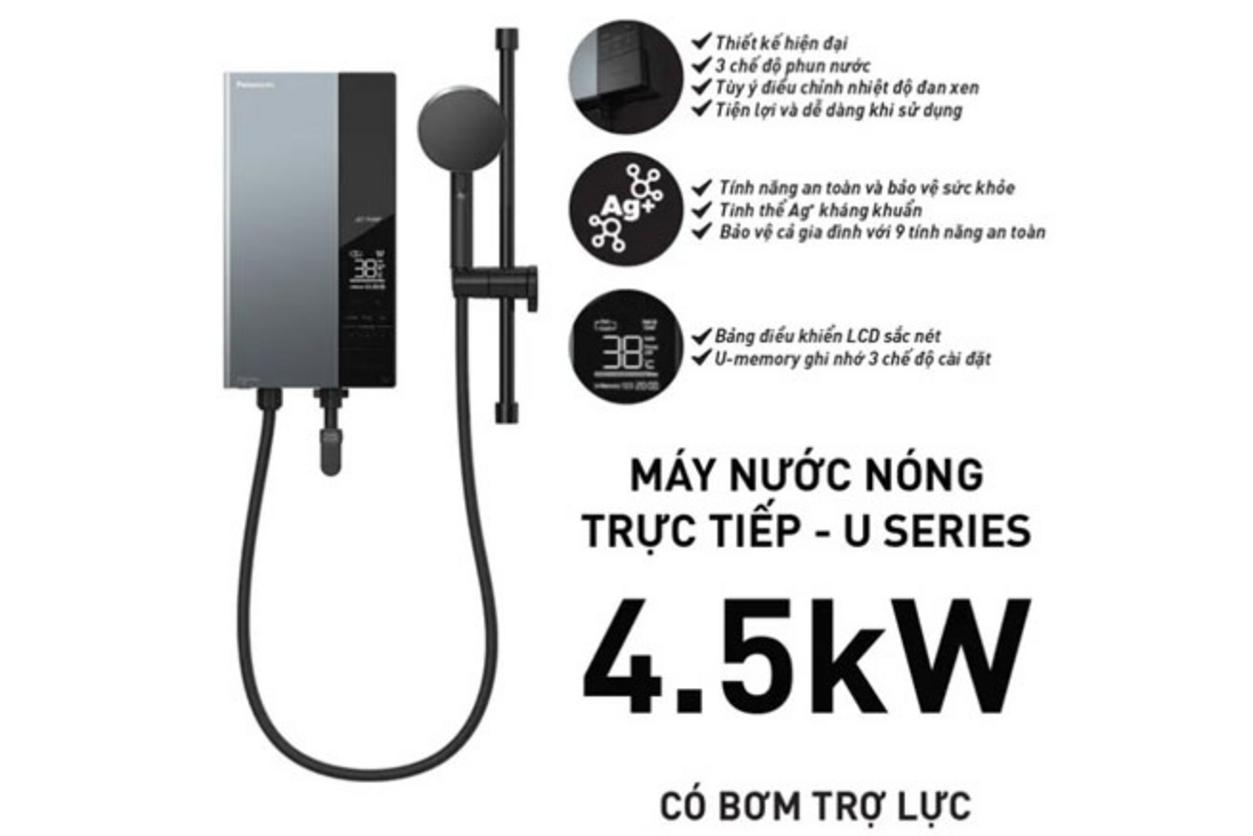 Panasonic DH-4UDP1VZ nổi bật với công suất 4500W và bơm trợ lực cho trải nghiệm tắm mạnh hơn.