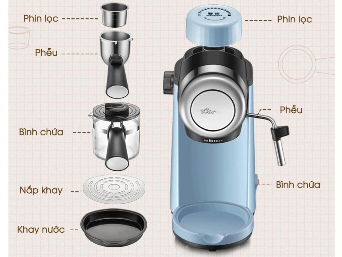 Bear CF-B02V1 hỗ trợ pha espresso và cappuccino cho nhu cầu hằng ngày.